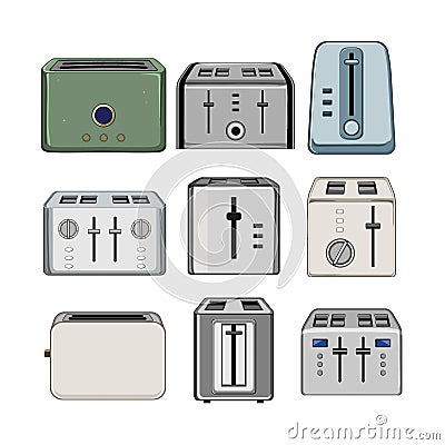 toaster bread set cartoon vector illustration Cartoon Illustration