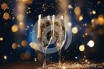 Toasting with elegant champagne flutes during a Stock Photo