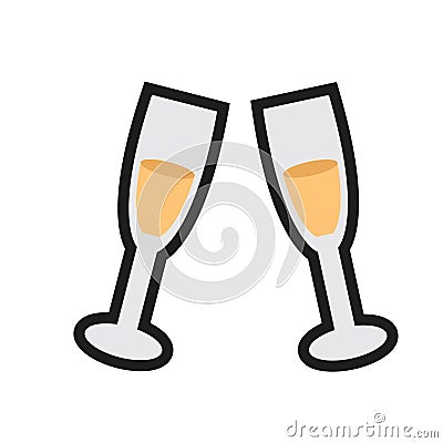 toasting gesture of two champagne glasses. Vector illustration decorative design Vector Illustration