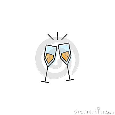 Toasting glasses vector icon concept, design isolated on white background Vector Illustration