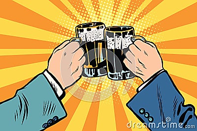 Toasting hands beer party poster Vector Illustration