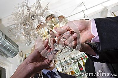 Toasting on new years eve Stock Photo