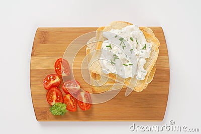 Toasts with chives spread Stock Photo