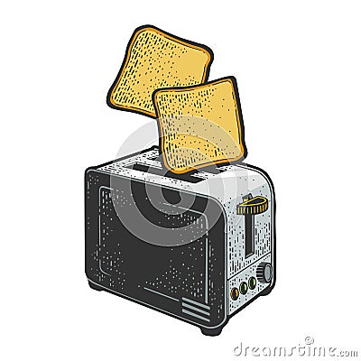 toasts fly up from toaster sketch vector Vector Illustration