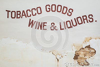 Tobacco Goods Wine and Liquors Stock Photo