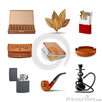 Tobacco Icon Set Vector Illustration