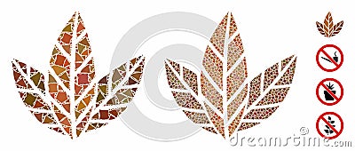 Tobacco leaves Mosaic Icon of Raggy Pieces Vector Illustration