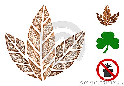 Tobacco Leaves Polygonal Web Vector Mesh Illustration Cartoon Illustration