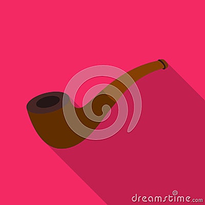 Tobacco pipe icon in flat style isolated on white background. Pirates symbol stock vector illustration. Vector Illustration