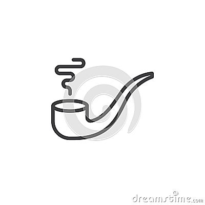 Tobacco pipe line icon, outline vector sign, linear style pictogram isolated on white Vector Illustration