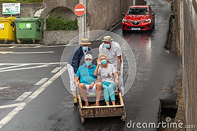 Tobogganing in Madeira Editorial Stock Photo