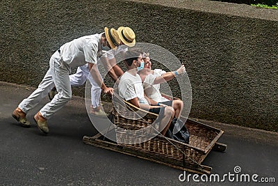 Tobogganing in Madeira Editorial Stock Photo