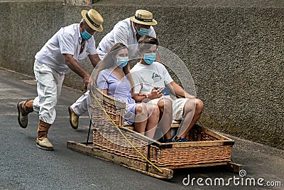 Tobogganing in Madeira Editorial Stock Photo