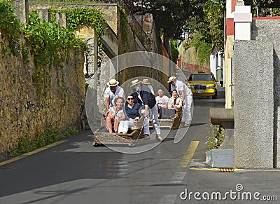 Toboggans at Monte, Madeira, Portugal Editorial Stock Photo