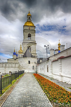 Tobolsk Kremlin and belfry Sophia-Assumption Cathedral panorama Stock Photo