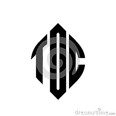 TOC circle letter logo design with circle and ellipse shape. TOC ellipse letters with typographic style. The three initials form a Vector Illustration