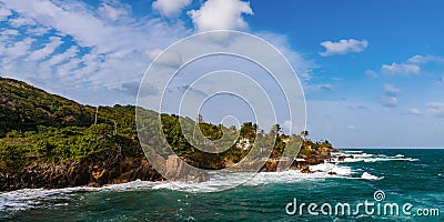 Toco Trinidad and Tobago West Indies rough sea beach cliff edge panorama Stock Photo