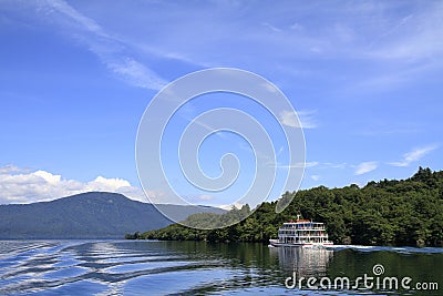 Todawa lake and excursion ship Editorial Stock Photo