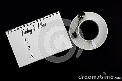 Today`s plan wording on black background Stock Photo