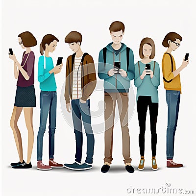 Screen Addiction: Young People and Impact of Constant Connectivity Stock Photo