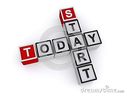 Today start word block Stock Photo