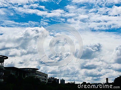 Today's blue sky is full of thick white clouds Stock Photo
