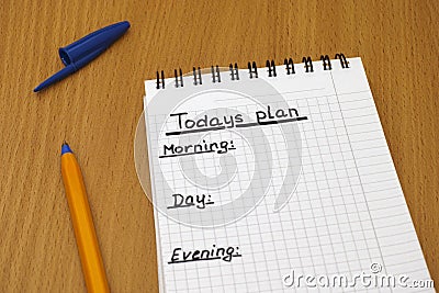 Todays plan Stock Photo