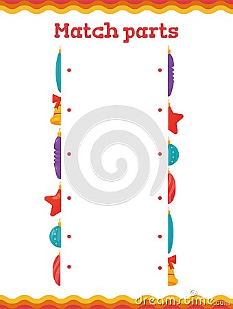 Toddler education games. Preschool or kindergarten Christmas worksheet. Vector Illustration