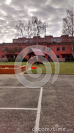 Toddler in playground Stock Photo