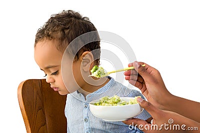 Toddler refusing to eat Stock Photo