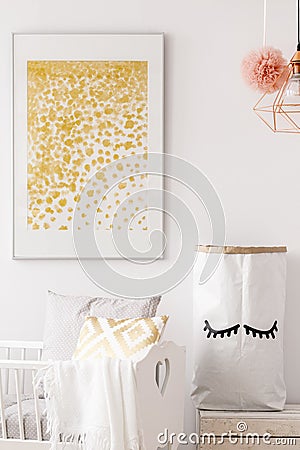 Toddler room with white cradle Stock Photo