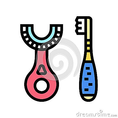 toddler toothbrush color icon vector illustration Cartoon Illustration