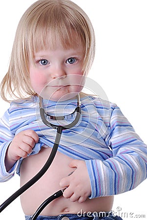 Toddler Wearing A Stethoscope Stock Photo