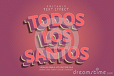 Todos los santos editable text effect 3 dimension cartoon style Vector Illustration