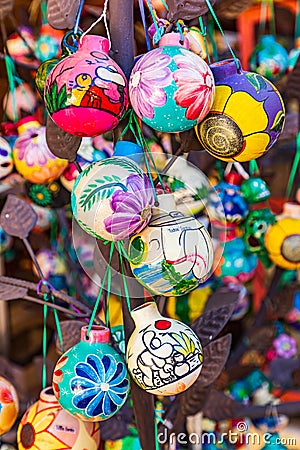 Decorative Mexican souvenirs in Todos Santos Editorial Stock Photo