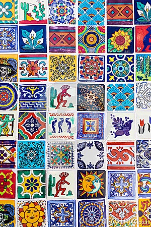 Decorative Mexican tiles in Todos Santos Editorial Stock Photo