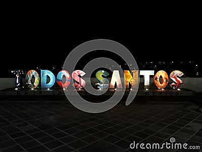 Todos santos signs mexico Baja California Stock Photo