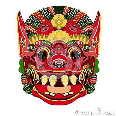 Todsakan face which is the demon king in Thai Khon. Vector Vector Illustration