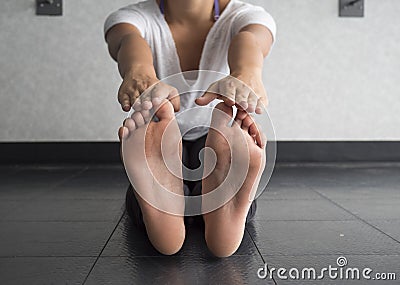 Toe Touch Hamstring mobility stretch Stock Photo