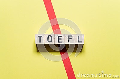 Toefl word concept on cubes Stock Photo