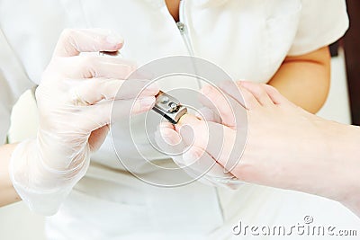 Toenail pedicure in beauty salon Stock Photo