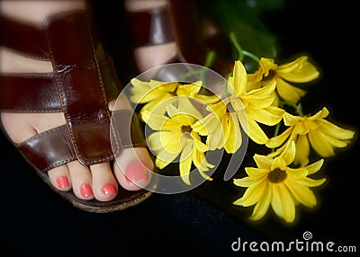 Toes and Posies Stock Photo