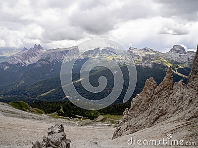 Tofane dolomites mountains panorama Stock Photo