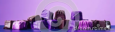 Toffees On A Gradient White Purple Background. Generative AI Stock Photo