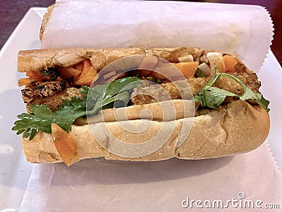 Tofu Banh Mi Sandwich Stock Photo