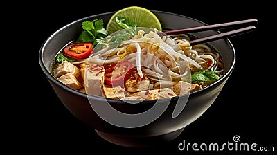 Tofu and chicken bowl with noodles Generative AI Stock Photo