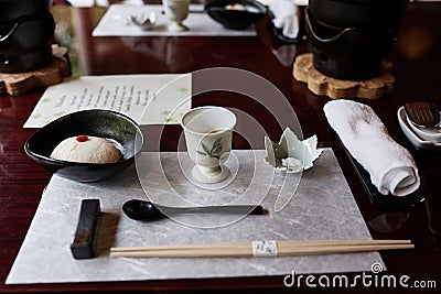 Tofu Kaiseki course in Kyoto, Japan Stock Photo