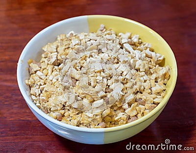 Tofu sliced with pork chops puff in bowl Stock Photo