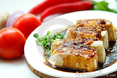 Tofu In Soy Sauce Stock Photo