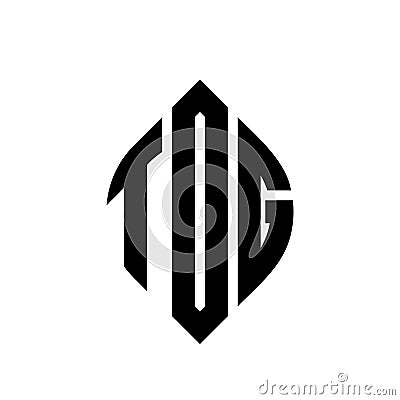 TOG circle letter logo design with circle and ellipse shape. TOG ellipse letters with typographic style. The three initials form a Vector Illustration